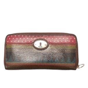 Fossil multicolor key per wallet zipper accordion